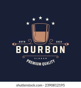 Whiskey Logo, Drink Label Design With Old Retro Vintage Ornament Illustration Premium Template