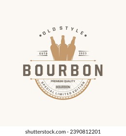 Whiskey Logo, Drink Label Design With Old Retro Vintage Ornament Illustration Premium Template