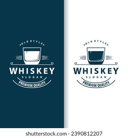 Whiskey Logo, Drink Label Design With Old Retro Vintage Ornament Illustration Premium Template
