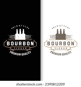 Whiskey Logo, Drink Label Design With Old Retro Vintage Ornament Illustration Premium Template
