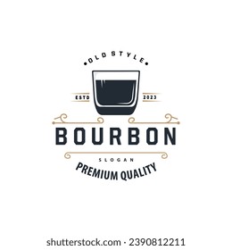 Whiskey Logo, Drink Label Design With Old Retro Vintage Ornament Illustration Premium Template