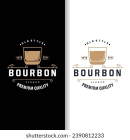 Whiskey Logo, Drink Label Design With Old Retro Vintage Ornament Illustration Premium Template