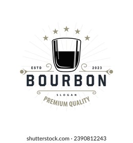Whiskey Logo, Drink Label Design With Old Retro Vintage Ornament Illustration Premium Template