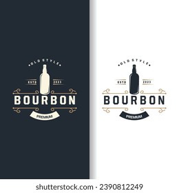 Logotipo Whiskey, Diseño De Etiqueta De Bebida Con Plantilla De Primera Calidad De Ilustración De Ornamentos Retro Antiguo