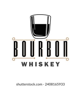 Whiskey Logo, Drink Label Design With Old Retro Vintage Ornament Illustration Premium Template