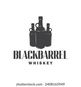 Whiskey Logo, Drink Label Design With Old Retro Vintage Ornament Illustration Premium Template