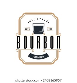 Whiskey Logo, Drink Label Design With Old Retro Vintage Ornament Illustration Premium Template