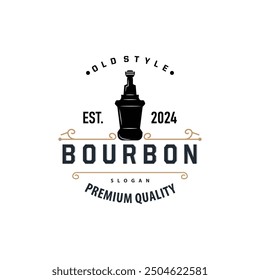 Whiskey Logo, Drink Label Design With Old Retro Vintage Ornament Illustration Premium Template