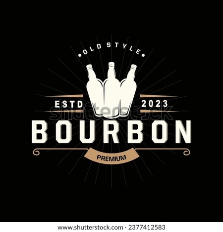 Whiskey Logo, Drink Label Design With Old Retro Vintage Ornament Illustration Premium Template