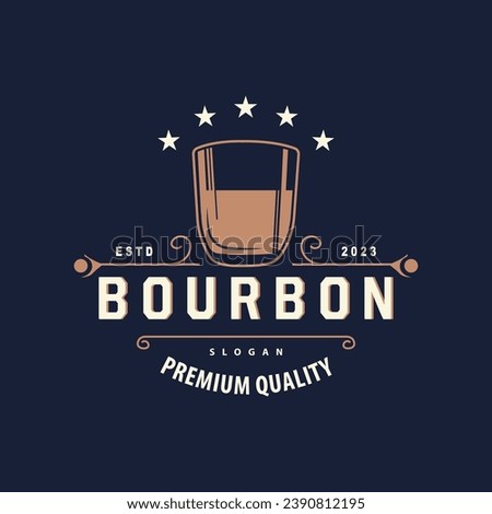Whiskey Logo, Drink Label Design With Old Retro Vintage Ornament Illustration Premium Template