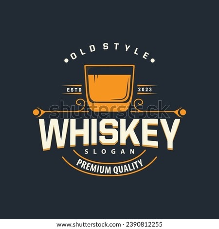 Whiskey Logo, Drink Label Design With Old Retro Vintage Ornament Illustration Premium Template
