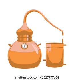 Whiskey, Moonshine Alcohol Distiller Vector Illustration