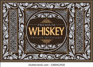 Whiskey - ornate vintage decorative label
