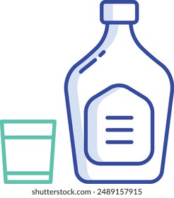 Whiskey outline color vector illustration