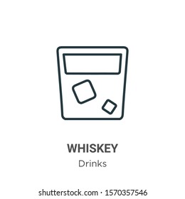 Whiskey outline vector icon. Thin line black whiskey icon, flat vector simple element illustration from editable drinks concept isolated on white background
