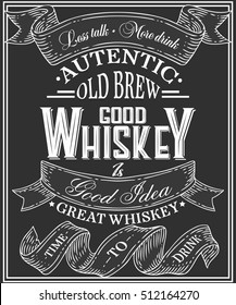 酒のウイスキーポスターと手書きの文字 パブ バーメニュー アルコールカード Tシャツ用の図面 黒板に文字が書かれたウィスキー ベクターイラスト のベクター画像素材 ロイヤリティフリー