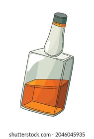 Botella realista de Whiskey. Diseño de marca de empaquetado de productos. Burlarse de la botella de whisky bourbon alcohol. Cartel publicitario de ilustración de vector coloreado