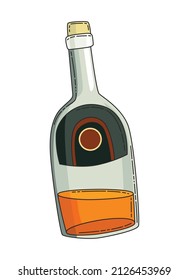 Botella realista de Whiskey. Diseño de marca de empaquetado de productos. Burlarse de la botella de whisky bourbon alcohol. Cartel publicitario de ilustración de vector coloreado