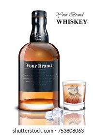 Whiskey realistic bottle Vector. Product packaging brand design. Place for text