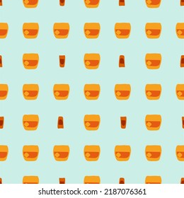 Whiskey and rum glass seamless pattern, great design for any purposes. Doodle style. Color hand drawn image. Repeat template. Party drinks concept. Freehand drawing. Cartoon sketch graphic draft.