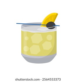 Whiskey Sour, Cocktails Vector illustration, Isolated