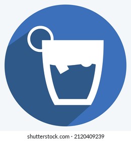 Whiskey Sour Icon in trendy long shadow style isolated on soft blue backgroundWhiskey Sour Icon in trendy glyph style isolated on soft blue background