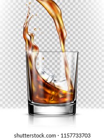 Whiskey splash out of glass isolated on transparent background