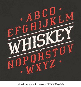 Whiskey style vintage font. Ideal for any design in vintage style. Vector.