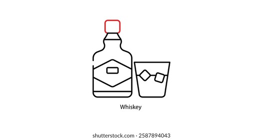 Whiskey Vector Icon - Aged Distilled Alcoholic Beverage Bottle Symbol