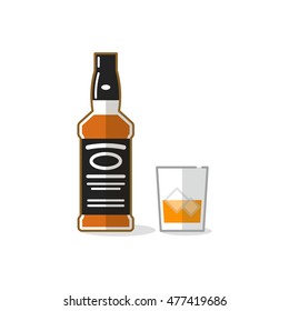 Whiskey vector icons set. Beverages and alcohol drinks.