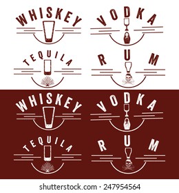 Whiskeyrumvodka Tequila Vintage Labels Set Stock Vector (Royalty Free ...