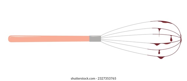 whisky con globo para mezclar y susurrar chocolate. Ilustración vectorial de una herramienta de cocina para chocolatero. Aislado sobre un fondo blanco.