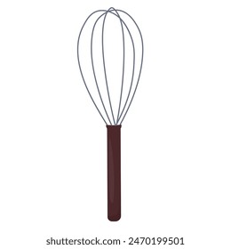 whisking Balloon whisk for mixing and whisking . Vector stock illustration of a kitchen tool for chocolatier. Isolated on a white background.