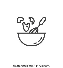 Whisking egg line icon. Cooking instructions linear style sign for mobile concept and web design. Beating eggs outline vector icon. Symbol, logo illustration. Vector graphics
