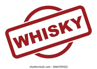 A whisky alcohol drink rubber stamp over a white background