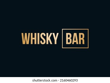 Whisky Bar logo isolated on black background. Golden company sign. Alphabet restaurant vector logotype. Alcohol company icon. Elegant business name slogan. Luxury brand stamp. Premium font design