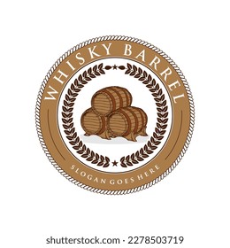 Whisky barrel logo. Single malt whiskey on white background