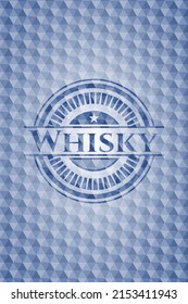 Whisky blue badge with geometric background. Vector Illustration. Detailed. 