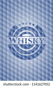 Whisky blue emblem with geometric pattern.