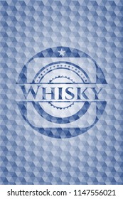 Whisky blue hexagon badge.
