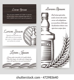 Whisky bouqlet and cards templates set. Vector illustration
