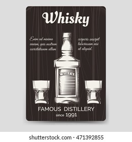 Whisky brochure flyer template vector A6 format
