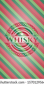 Whisky christmas badge background. Vector Illustration. Detailed.