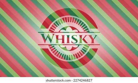 Whisky christmas badge background. Vector Illustration. Detailed. 