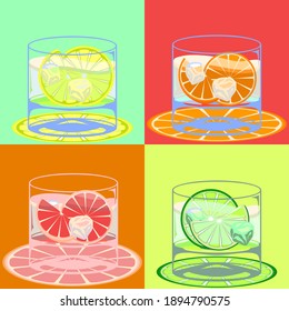 Whisky Citrus drinks,  Repetive vector pattern