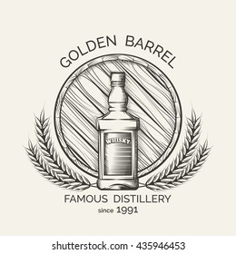 Whisky Distillery Emblem. Vector Production Logo Template