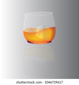 whisky glass with shadow, vector illustration. 
