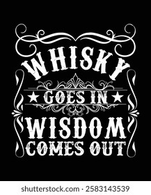 WHISKY GOES IN WISDOM COMES OUT TSHIRT DESIGN