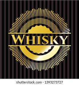 Whisky gold badge. Vector Illustration. Detailed.