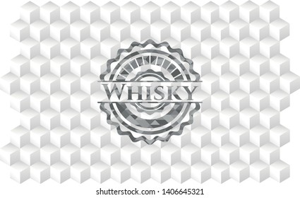 Whisky grey badge with geometric cube white background
